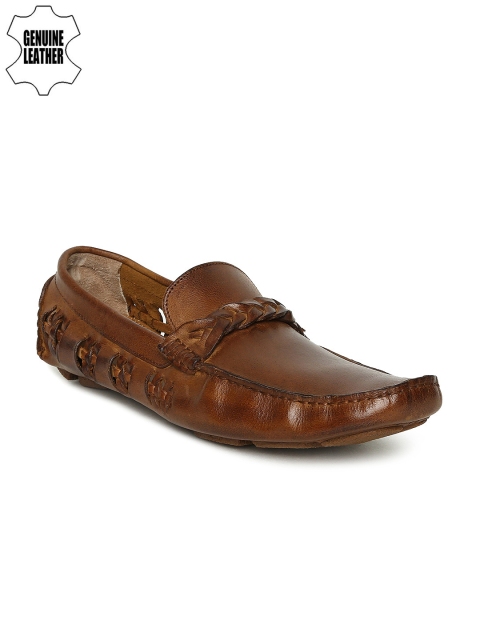 

Ruosh Wedding Men Tan Brown Leather Driving Shoes