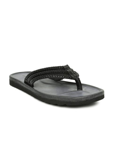 

Ruosh Men Black Leather Comfort Sandals