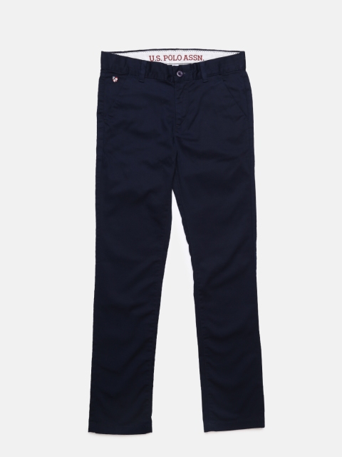 

U.S. Polo Assn. Kids Boys Navy Blue Slim Fit Solid Regular Trousers