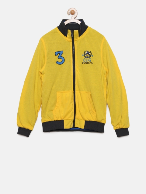 

U.S. Polo Assn. Kids Boys Yellow & Black Printed Reversible Sporty Jacket