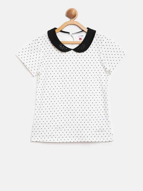 

U.S. Polo Assn. Kids Girls White & Black Printed Top