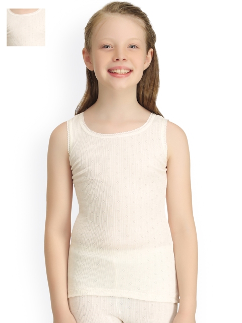 

Kanvin Girls Pack of 2 Off-White Sleeveless Thermal Tops