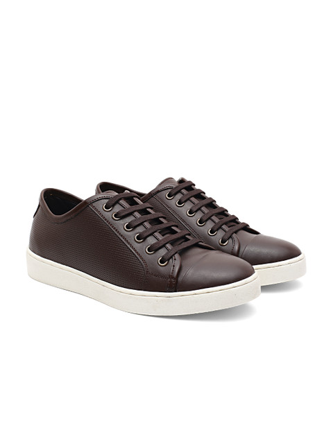 

Carlton London Men Coffee Leather Brown Sneakers, Coffee brown