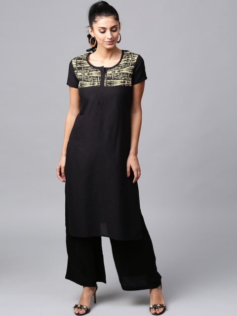 

AKS Women Black Yoke Design Kurta with Palazzos