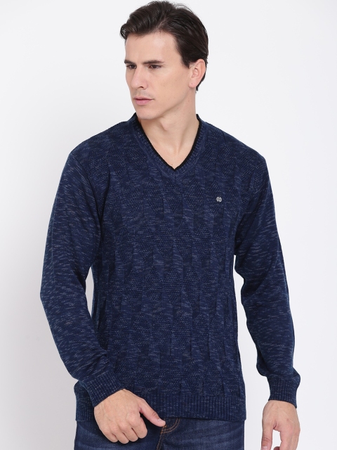 

Duke Men Blue Self-Design Sweater