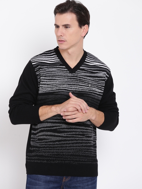 

Duke Men Black & Grey Self-Design Sweater