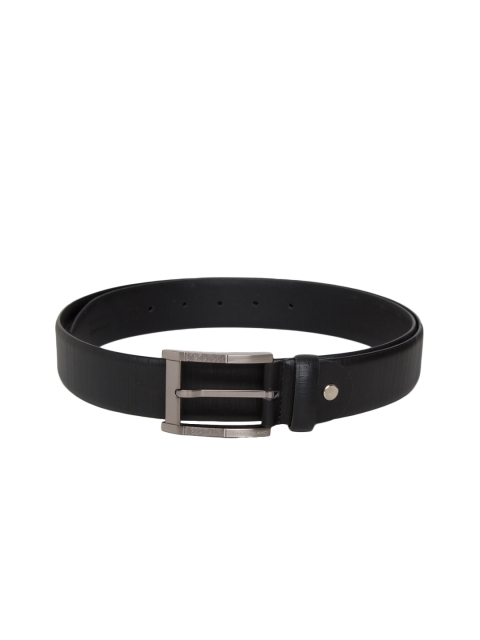 

Peter England Men Black Textured Leather Belt