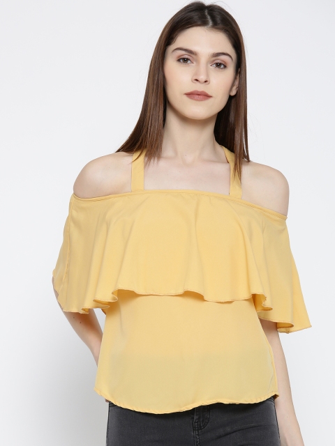 

U&F Women Mustard Yellow Solid Layered Top