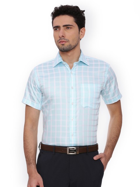 

Balista Men Blue & White Regular Fit Checked Formal Shirt