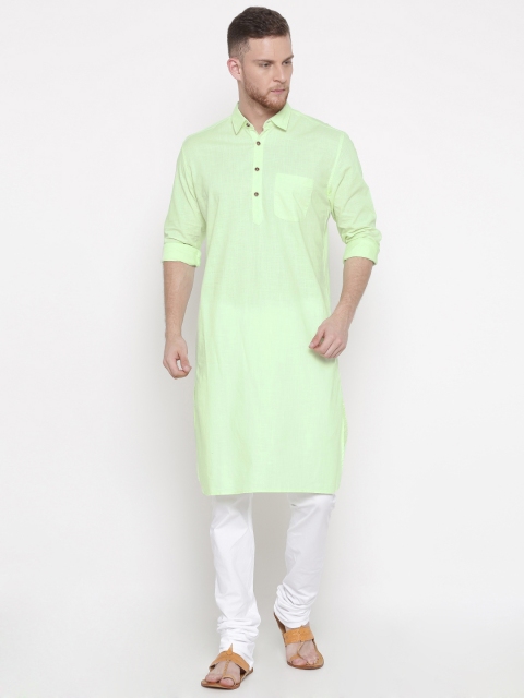

British Club Men Green & White Solid Kurta with Pyjamas