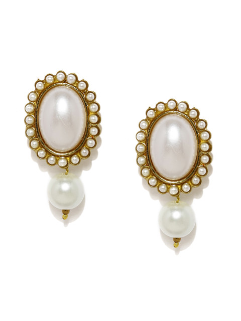 

Fida Gold-Toned & White Drop Earrings