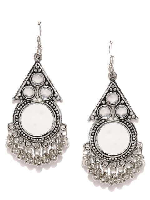 

Fida Oxidised Silver-Toned Handcrafted Drop Earrings