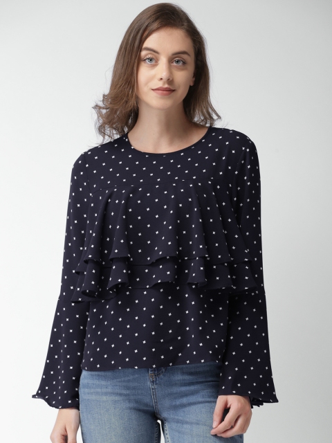 

Mast & Harbour Women Navy Blue Printed Top
