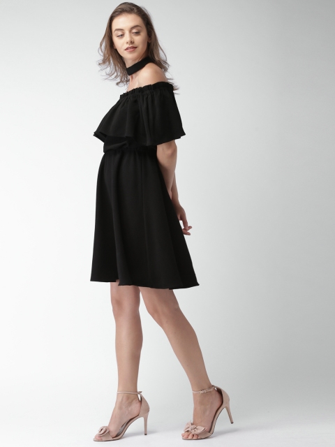 

Mast & Harbour Women Black Solid Fit and Flare Dress