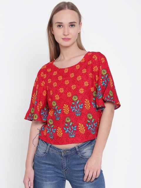 

Biba Women Red Printed Boxy Top