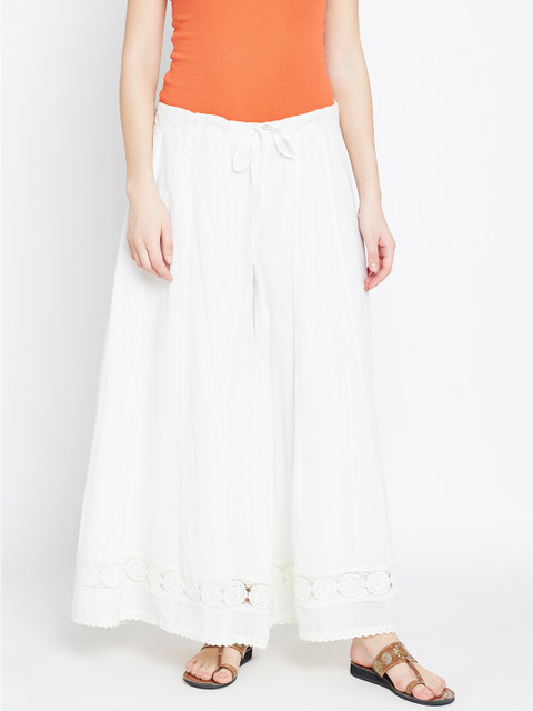 

Biba Women White Flared Solid Palazzos