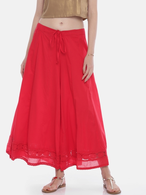

Biba Women Red Flared Hem Design Palazzos