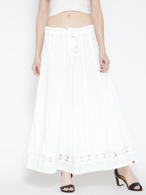 

Biba Women White Hem Design Flared Palazzos