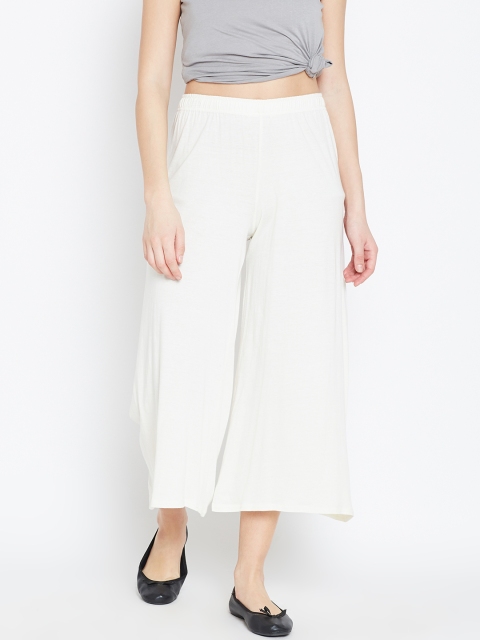 

Biba Women Cream-Coloured Solid Flared Palazzos