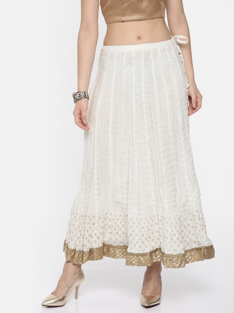 

Biba White Flared Maxi Pure Cotton Skirt