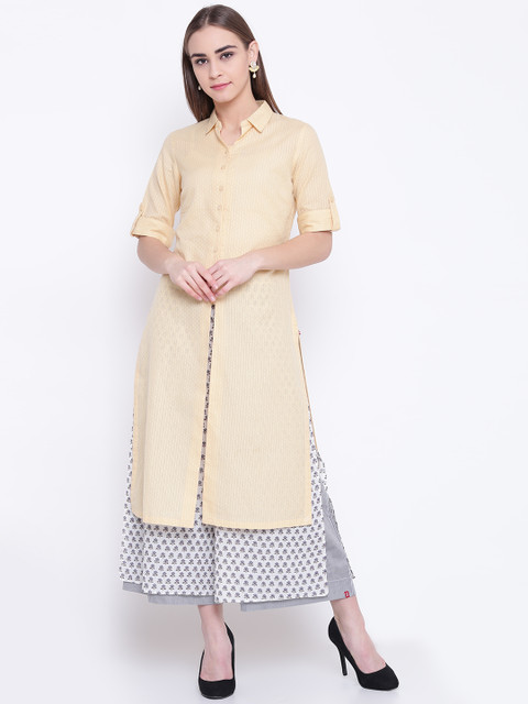 

Biba Women Assorted Woven Design Straight Kurta, Multi