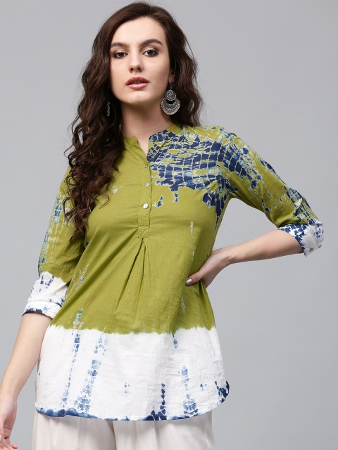

Rain & Rainbow Green & White Dyed Kurti