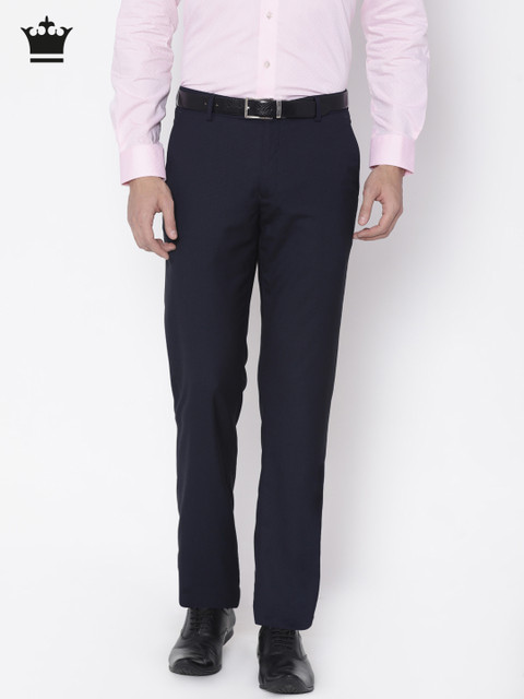 

Louis Philippe Men Navy Ultra Regular Fit Formal Trousers, Navy blue