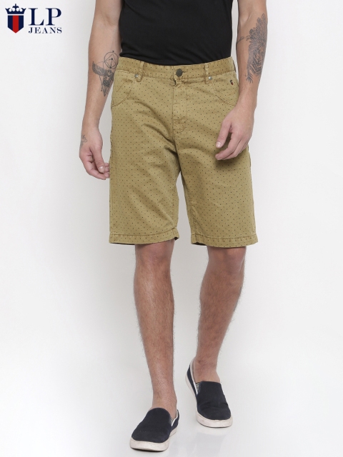 

Louis Philippe Jeans Men Khaki Printed Slim Fit Chino Shorts