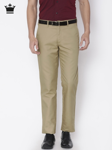 

Louis Philippe Men Khaki Milano Slim Fit Solid Chinos