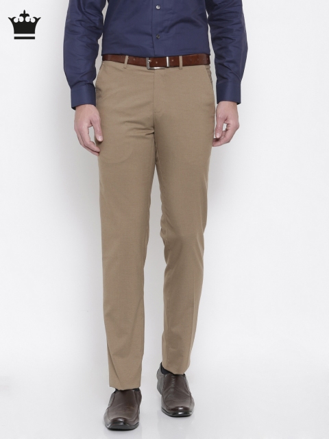 

Louis Philippe Men Khaki Ultra Slim Fit Self Design Formal Trousers