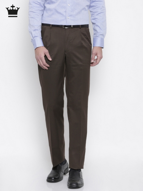 

Louis Philippe Men Brown Classic Regular Fit Self Design Formal Trousers