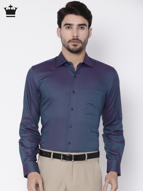 

Louis Philippe Men Magenta & Blue Regular Fit Self Design Formal Shirt