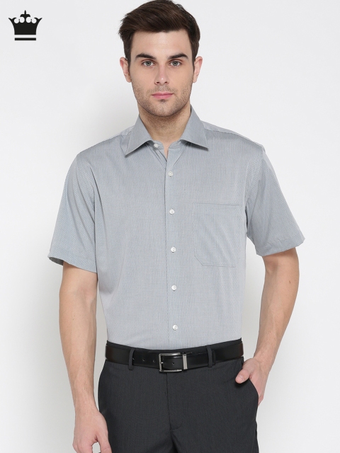 

Louis Philippe Men Grey Classic Fit Printed Formal Shirt