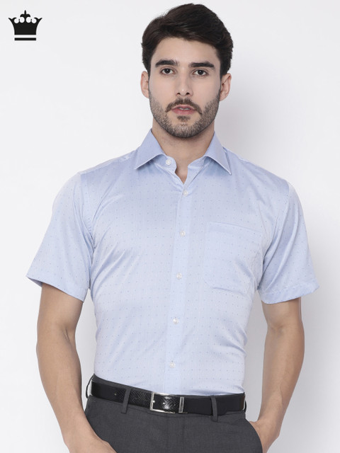 

Louis Philippe Men Blue Self-Design Formal Shirt