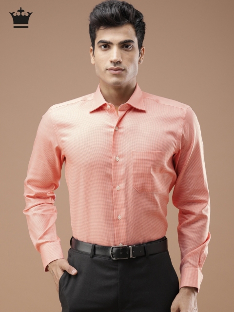 

Louis Philippe Men Pink & White Self-Design Permapress finest wrinkle free Formal Shirt
