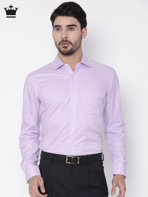 

Louis Philippe Men Purple & White Regular Fit Checked Formal Shirt