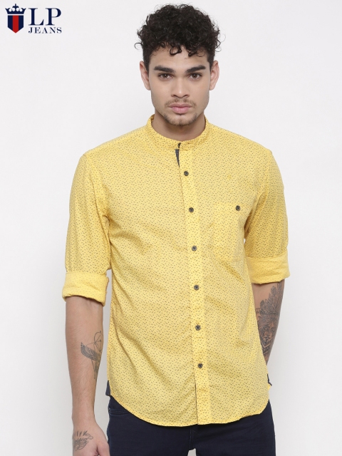 

Louis Philippe Jeans Men Yellow Slim Fit Printed Casual Shirt