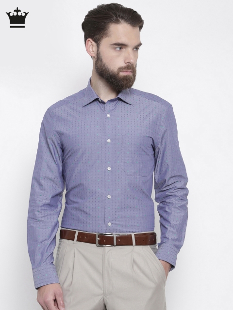 

Louis Philippe Men Blue Regular Fit Self Design Formal Shirt