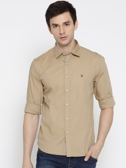 

Louis Philippe Jeans Men Khaki Slim Fit Self Design Casual Shirt