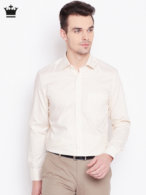 

Louis Philippe Men Yellow & Off-White Checked Formal Shirt
