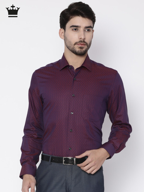 

Louis Philippe Men Burgundy Milano Slim Fit Self Design Formal Shirt