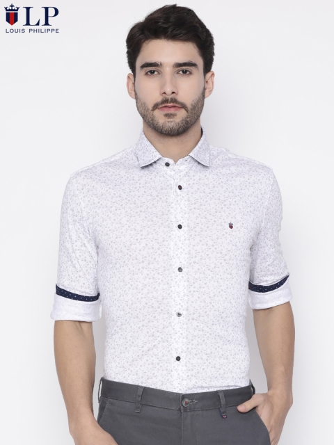 

Louis Philippe Sport Men White & Grey Slim Fit Printed Smart Casual Shirt