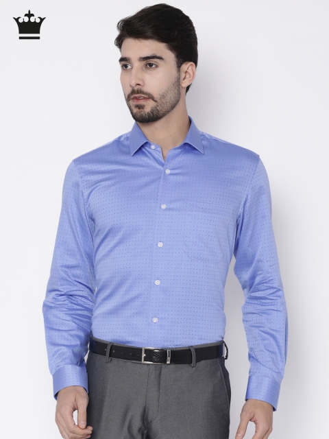 

Louis Philippe Men Blue Milano Slim Fit Self Design Formal Shirt