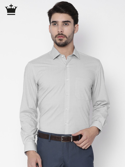 

Louis Philippe Men Grey Slim Fit Self Design Formal Shirt