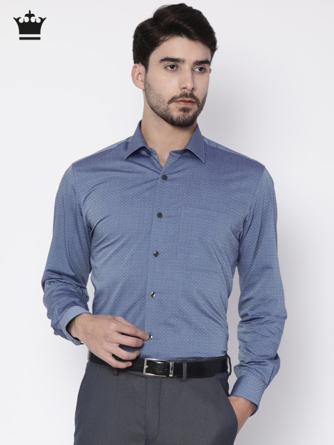 

Louis Philippe Men Blue Milano Slim Fit Self Design Formal Shirt