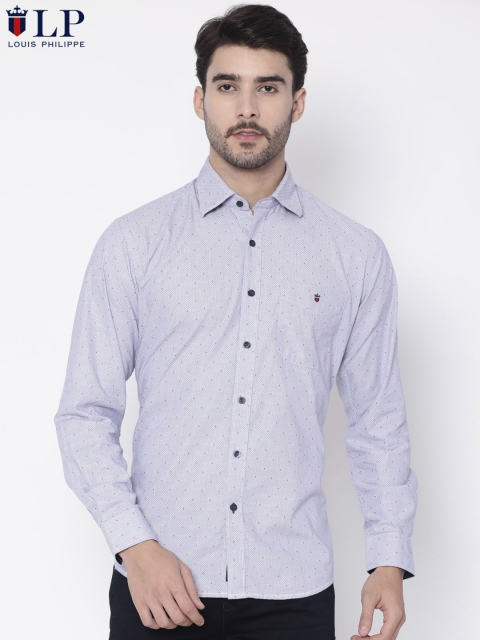 

Louis Philippe Jeans Men Blue Tailored Fit Self-Design Casual Shirt