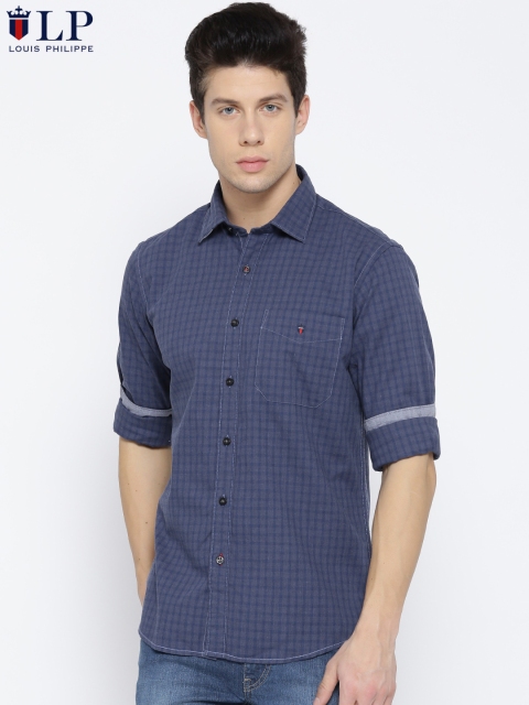 

Louis Philippe Sport Men Blue Tailored Fit Checked Casual Shirt