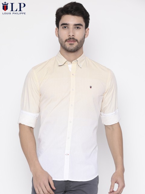 

Louis Philippe Sport Men Cream-Coloured Slim Fit Striped Casual Shirt
