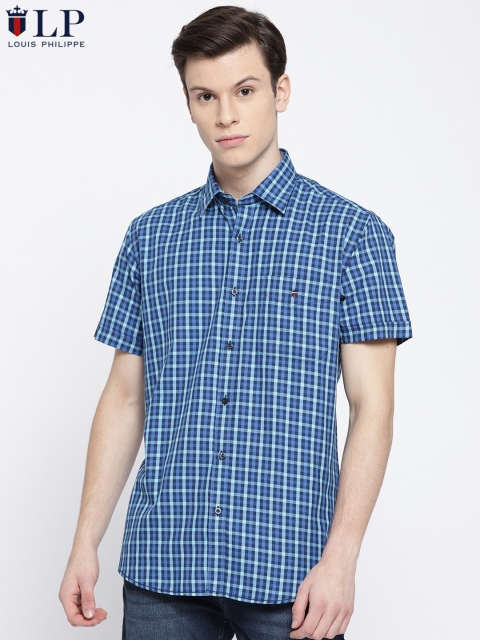 

Louis Philippe Sport Men Blue Tailored Fit Checked Casual Shirt