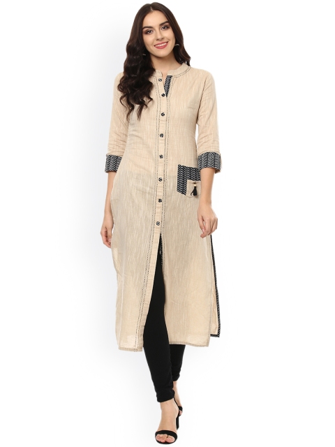 

Aayusika Women Cream-Coloured Printed A-Line Kurta